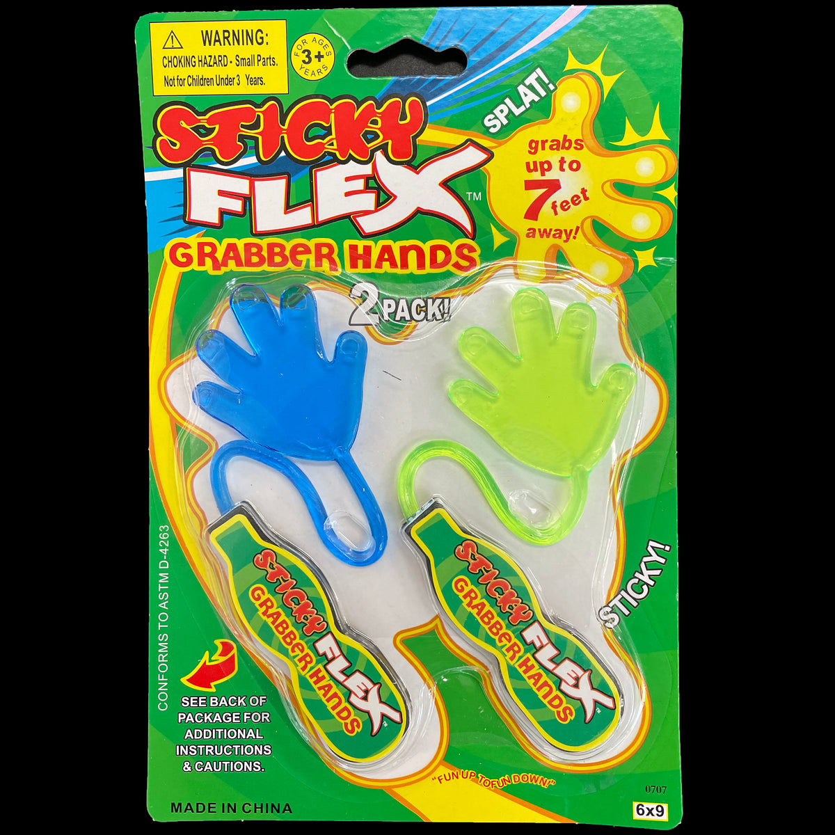 1 Pack Two Sticky Flex Grabber Hands Grab up to 7 feet with 2 inches Hand