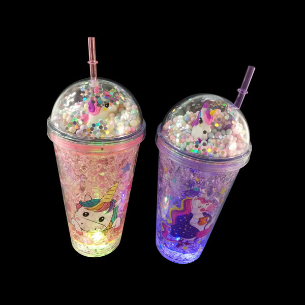 Light Up Unicorn Tumbler with Lid and Straw