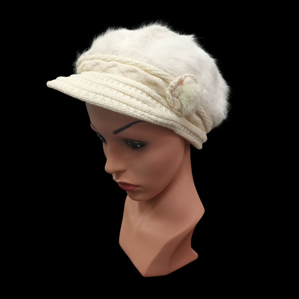 Womens Winter Warm Hat with Flower