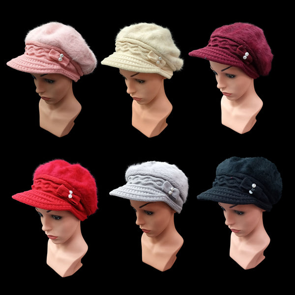 Women's Winter Warm Hat With Bowflip