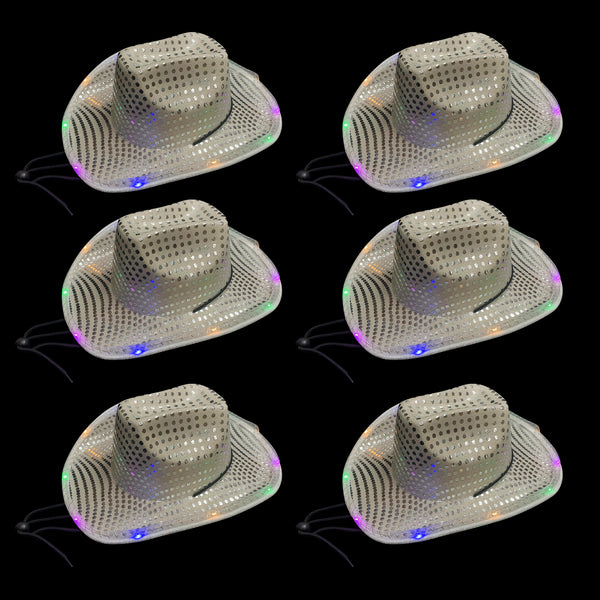 Silver Cowboy Hat Multicolor Lights