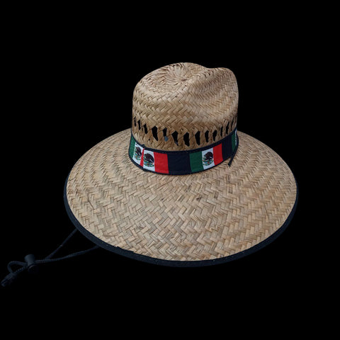 6 Piece Mexico Flag Strapped Straw Hat