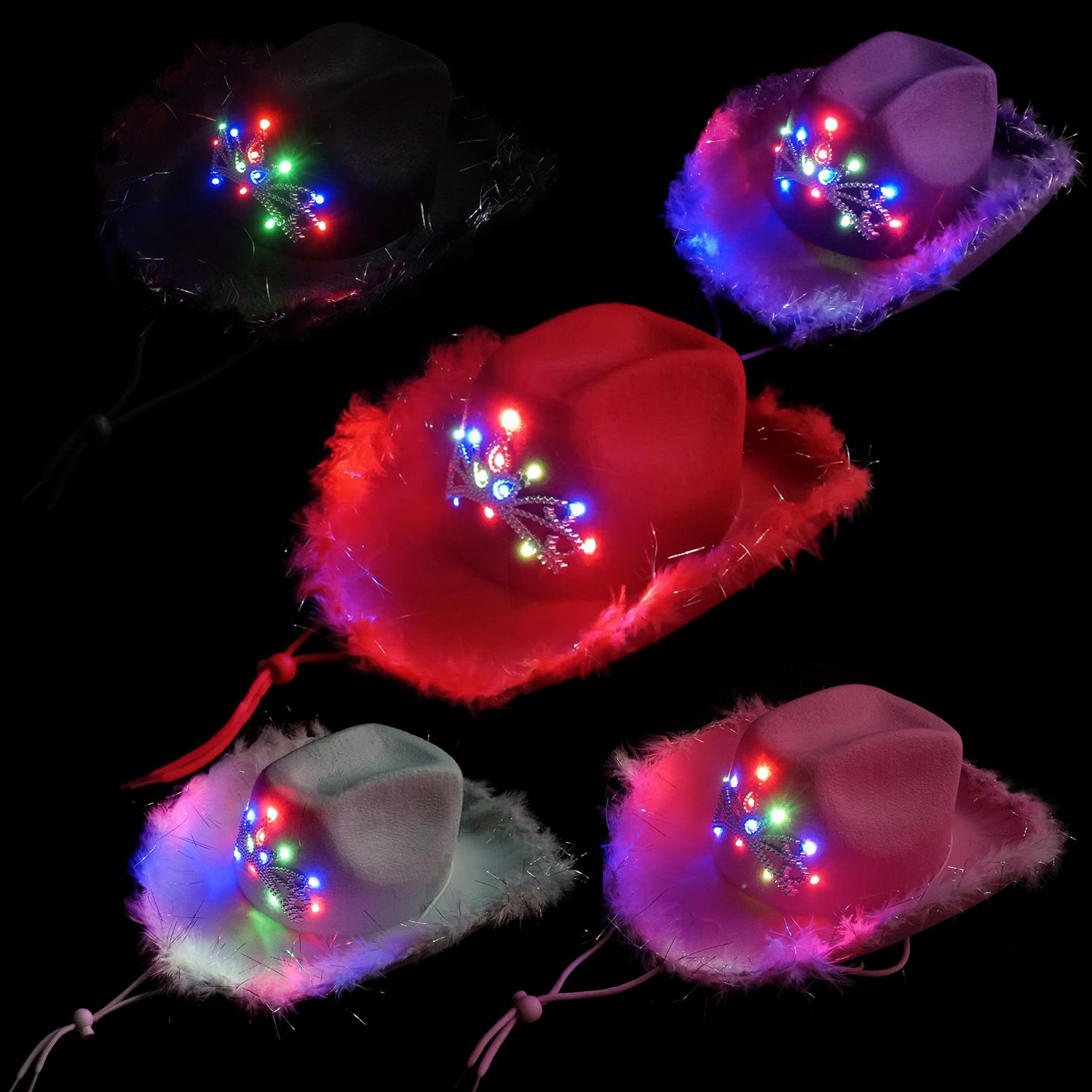 Multicolor Assortment  Led Cowgirl Hat With Tiara