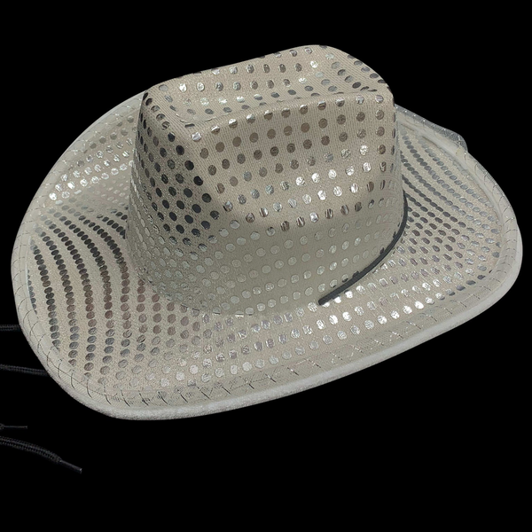 Silver Cowboy Hat Multicolor Lights