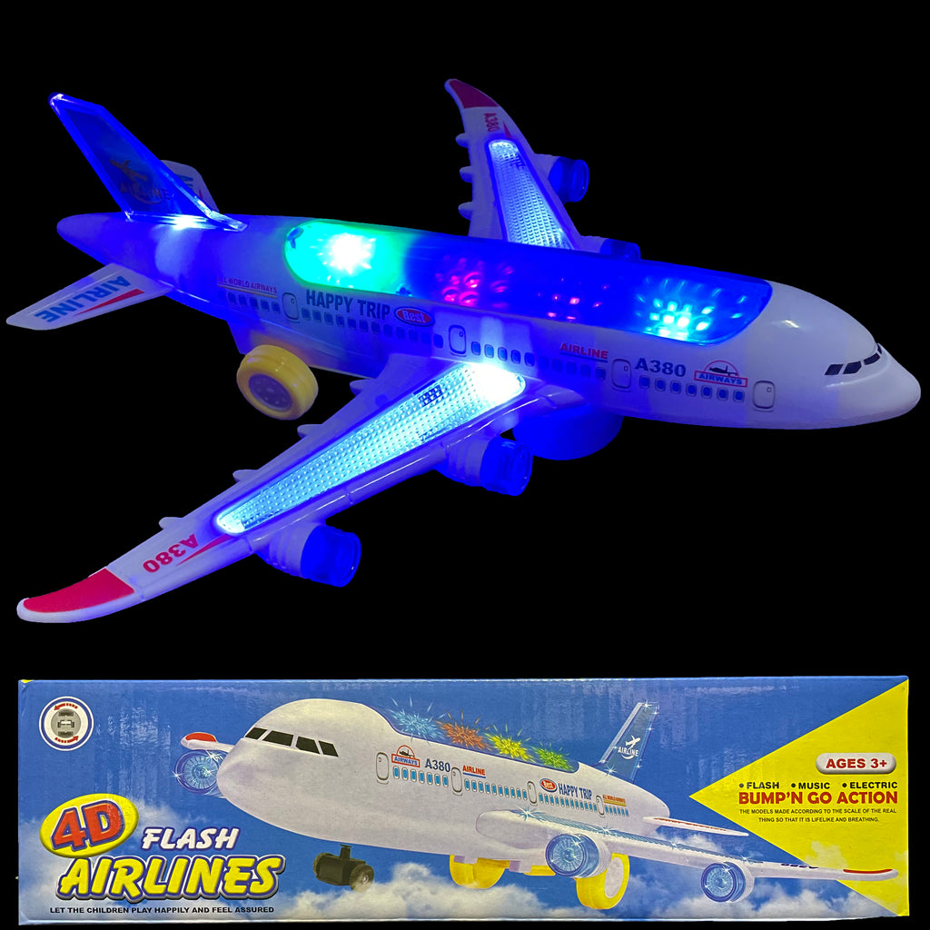 Kids Airplane Toy Bump Go Airplane Toy with Lights Sounds Play